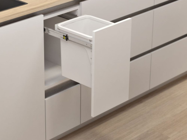 Hideaway Compact 1 x 15L Bin Door Pull — White