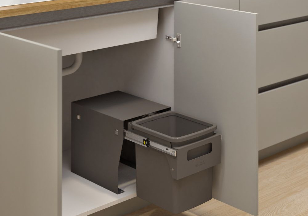 Hideaway Compact 1 x 15L Floor Mounted Handle Pull — Cinder