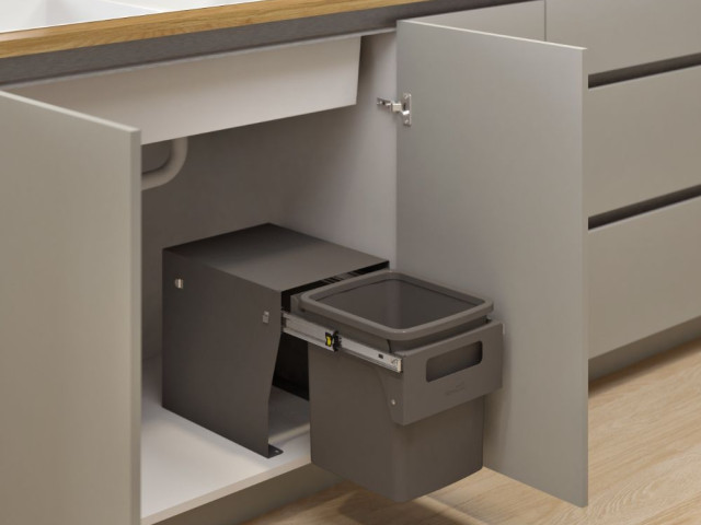 Hideaway Compact 1 x 15L Floor Mounted Handle Pull — Cinder