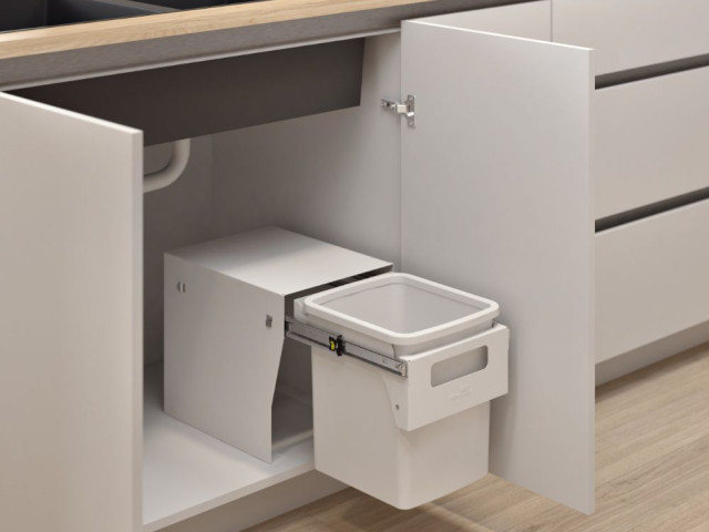Hideaway Compact 1 x 15L Floor Mounted Handle Pull — White