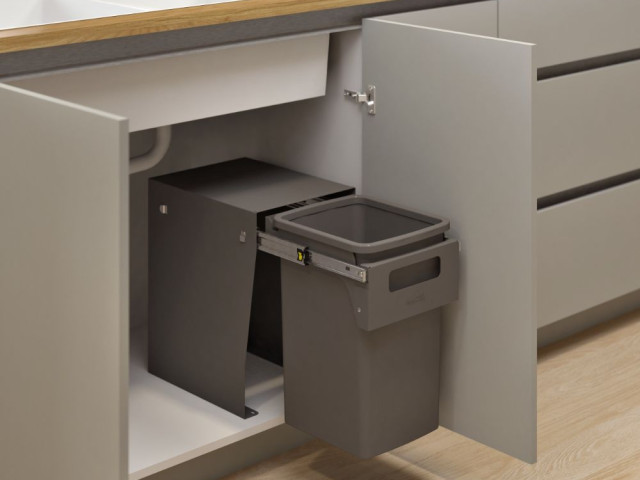 Hideaway Compact 1 x 20L Floor Mounted Handle Pull — Cinder