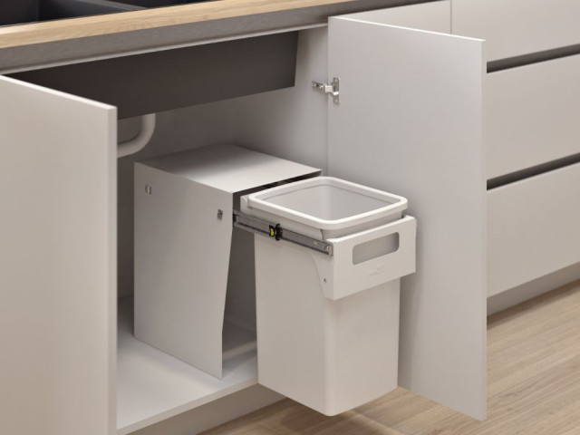 Hideaway Compact 1 x 20L Floor Mounted Handle Pull — White