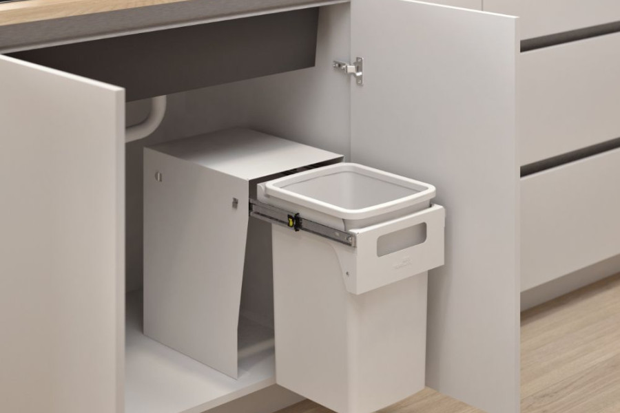 Hideaway Compact 1 x 20L Floor Mounted Handle Pull — White