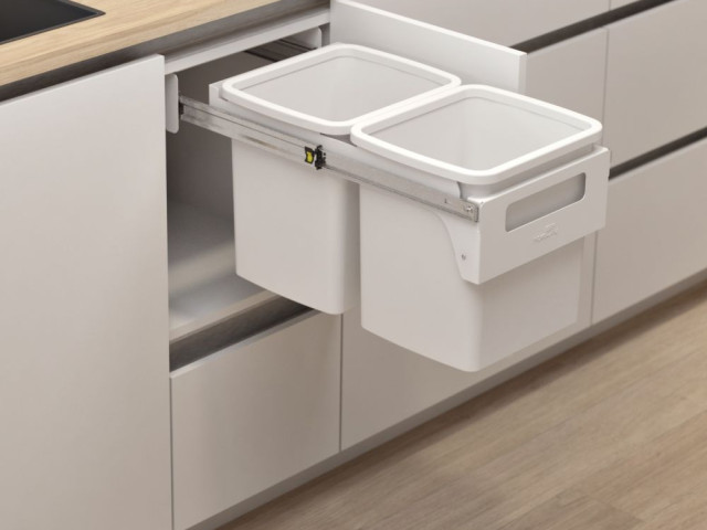 Hideaway Compact 2 x 15L Handle Pull — White