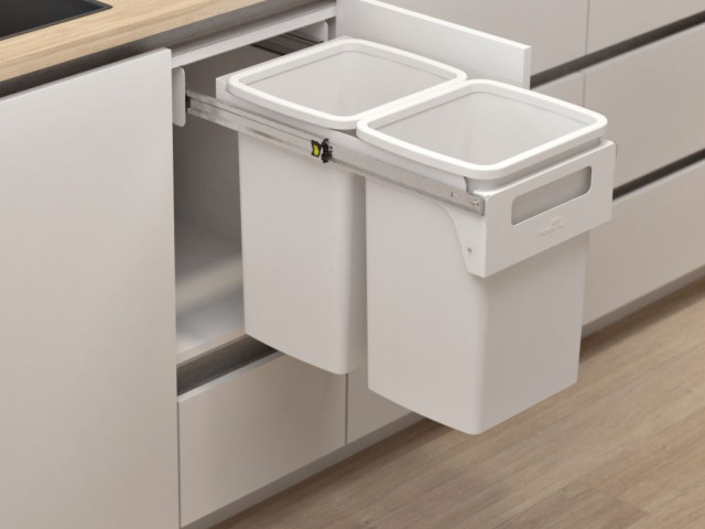 Hideaway Compact 2 x 20L Handle Pull — White