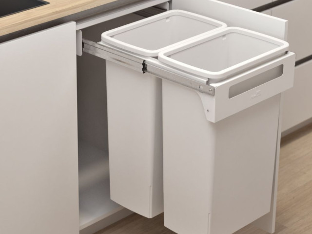 Hideaway Compact 2 x 40L Handle Pull — White