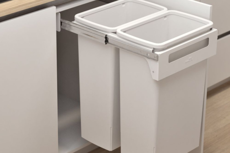Hideaway Compact 2 x 40L Handle Pull — White