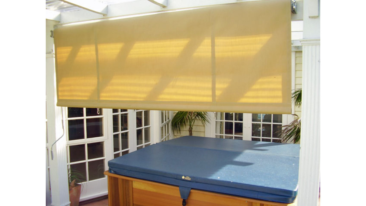 4 Bannette Drop Down awning with fabric half open