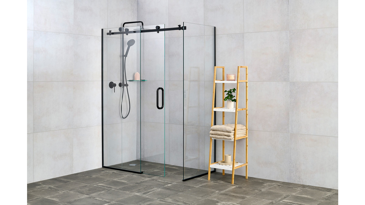 Shower Hardware Matt Black Sliding Hero Med LR