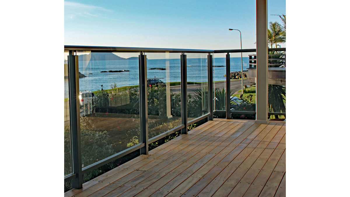 Edge fully framed glass balustrade with interlinking top rail