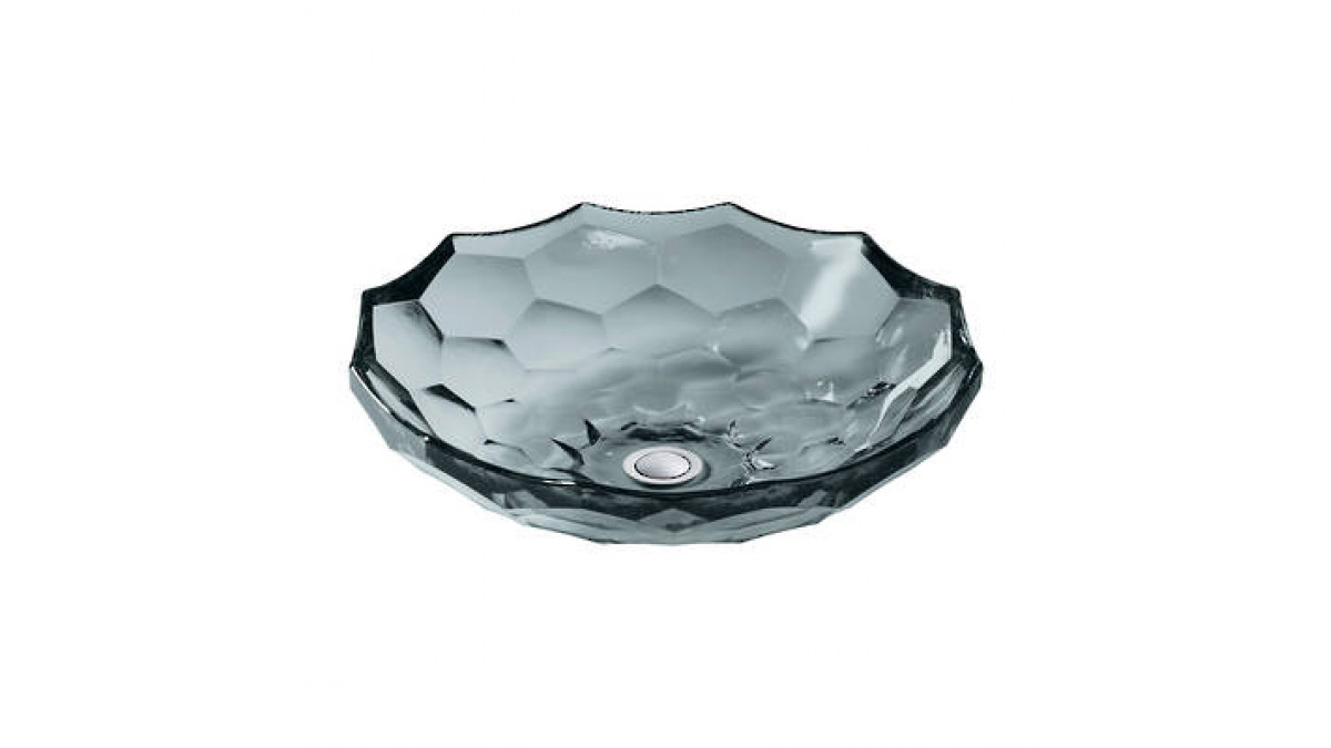 Briolette Faceted Glass Vessel Basin Ice+2373 B11x1000