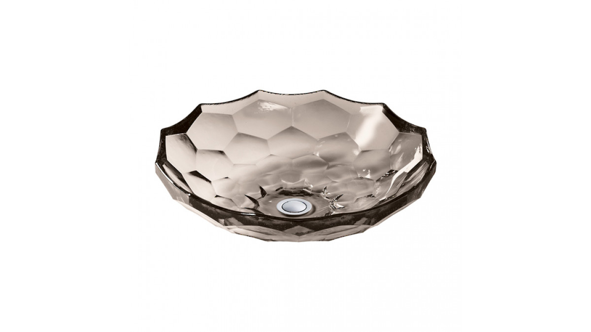 Briolette Faceted Glass Vessel Basin Translucent Doe+2373 TG3x1000