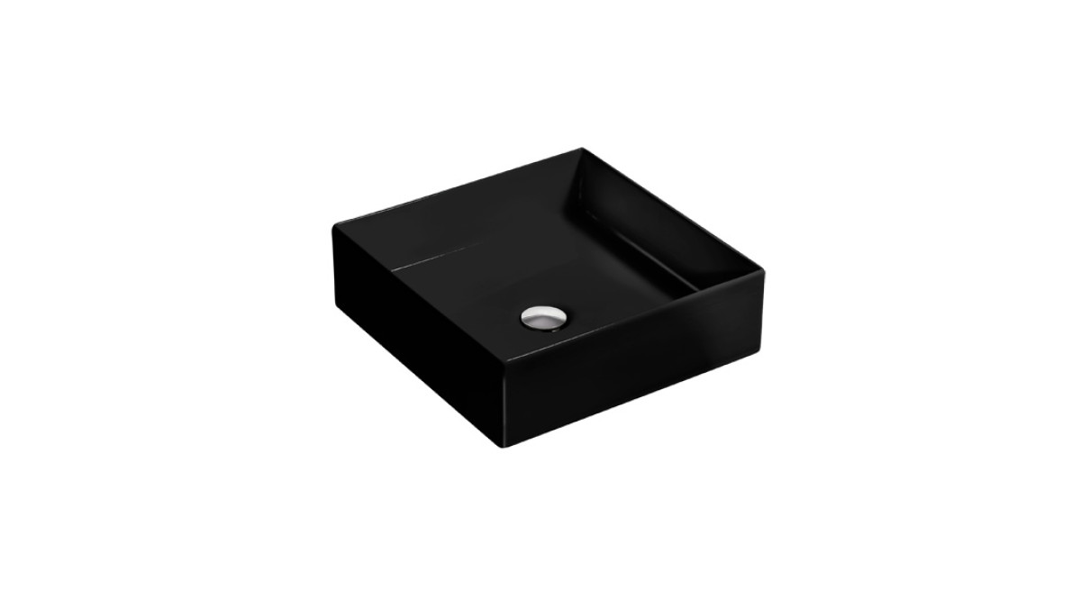 Mica Square Slim Rim Vessel Basin Black+90011T 7x600