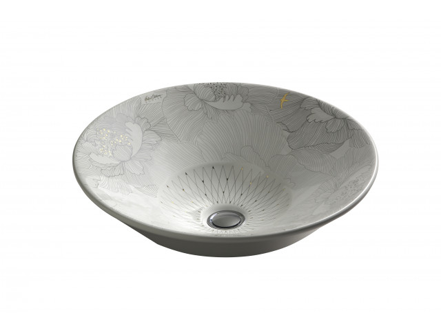 Conical Bell Vessel Basin with Empress Bouquet Design