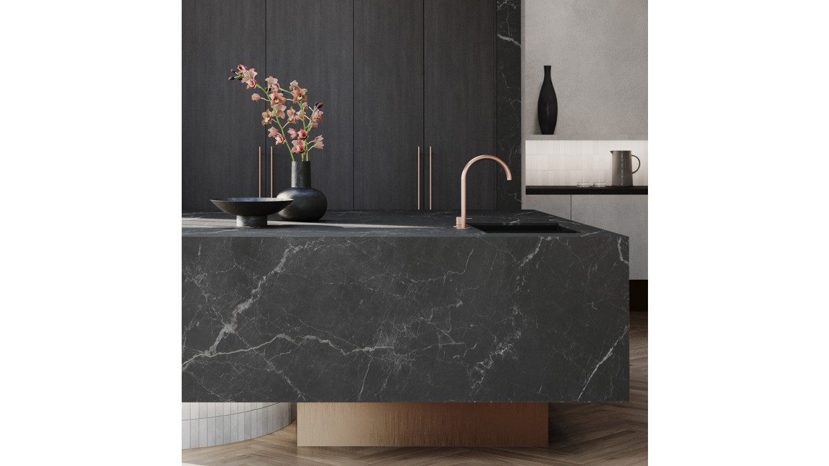 Laminam Supernova Marble Black Toe Kick Laminex Laminate Brushed Bronze Cabinetry Laminex Woodgrain Shade