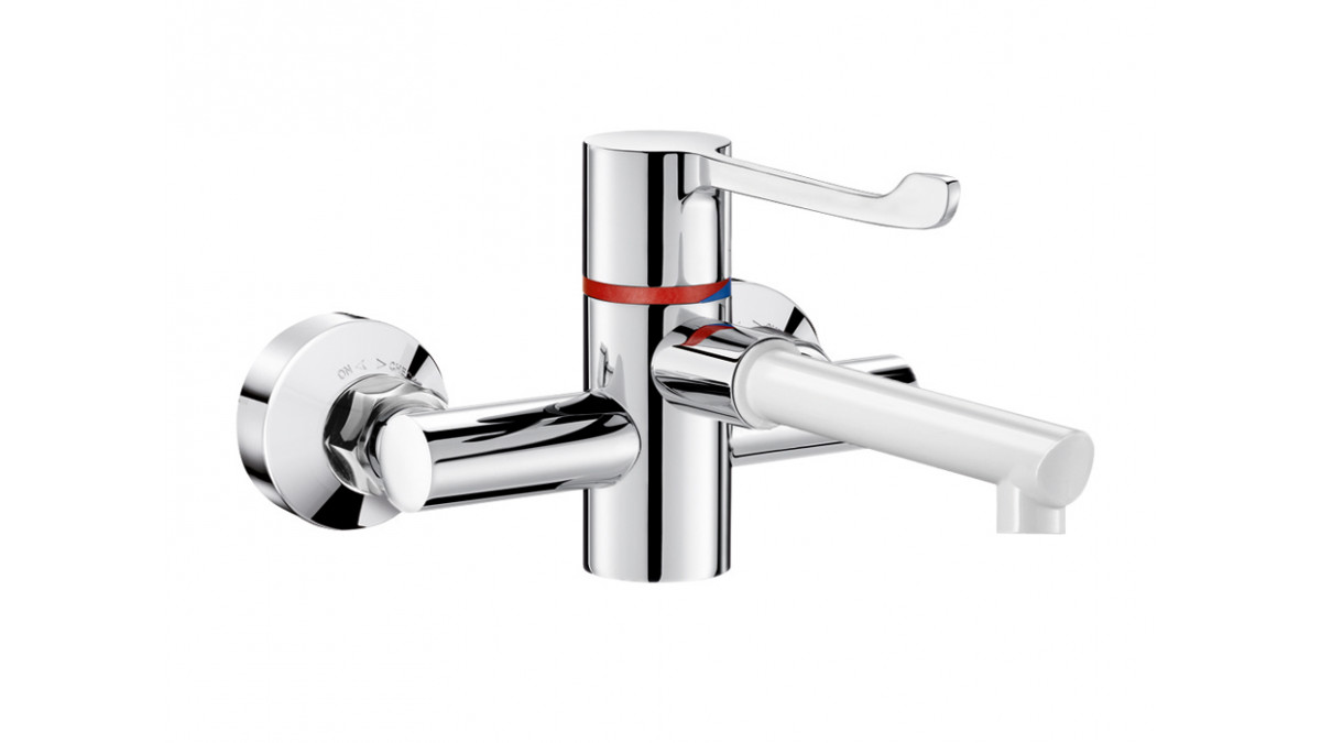 delabie securitherm wall mounted bioclip basin mixer deh9610