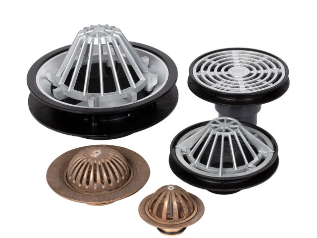 Metabronze Clamtit Roof & Balcony Drains & SPS Truflo Rainwater Outlets