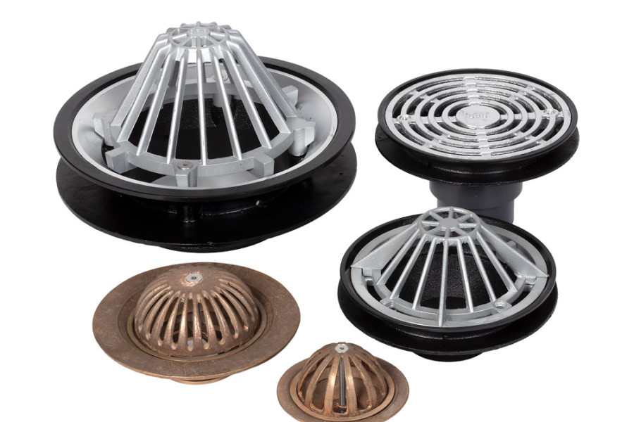 Metabronze Clamtite Roof & Balcony Drains & SPS Truflo Rainwater Outlets