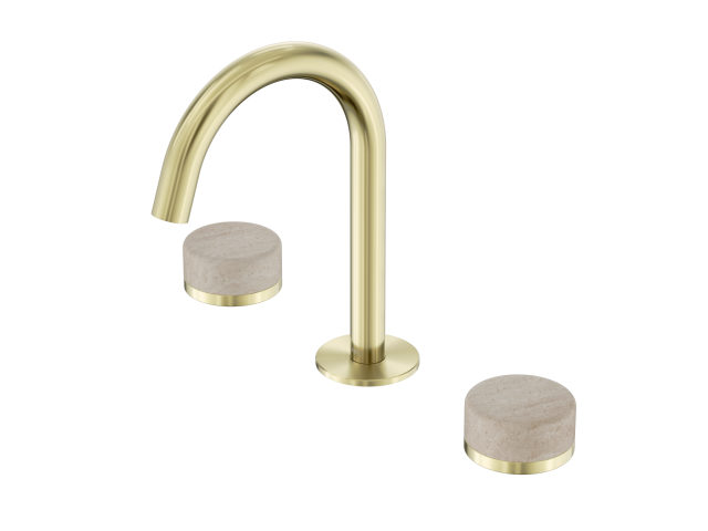 Serenity Basin Set Arc Spout With Rome Travertine Handle 