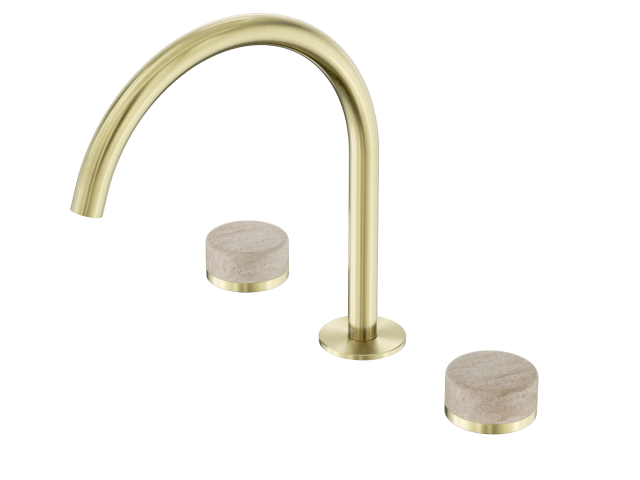 Serenity Bath/Kitchen Set Arc Spout With Rome Travertine Handle 