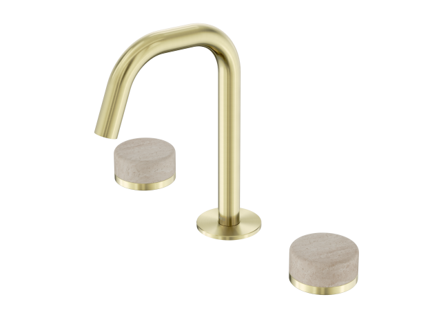 Serenity Basin Set Edge Spout With Rome Travertine Handle