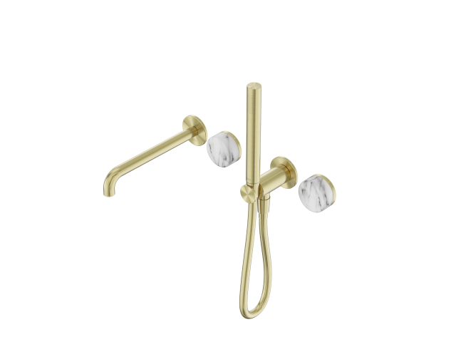 Serenity Progressive Shower System With Spout With Arabescato Corchia Handle And Slim Shower 