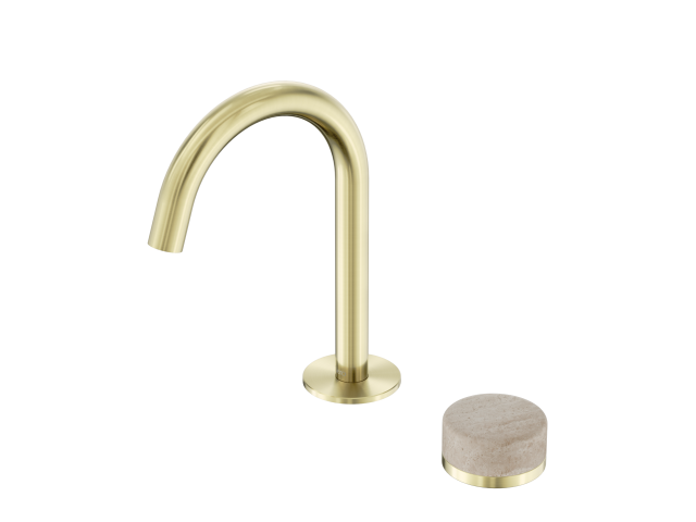 Serenity Progressive Basin Mixer Arc Spout With Rome Travertine Handle 
