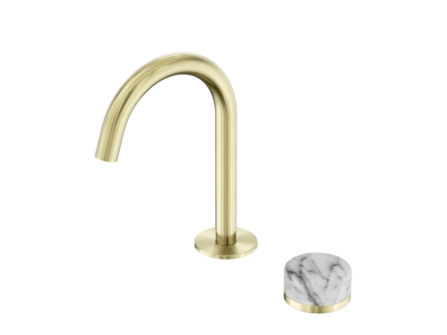 Serenity Progressive Basin Mixer Arc Spout With Arabescato Corchia Handle 