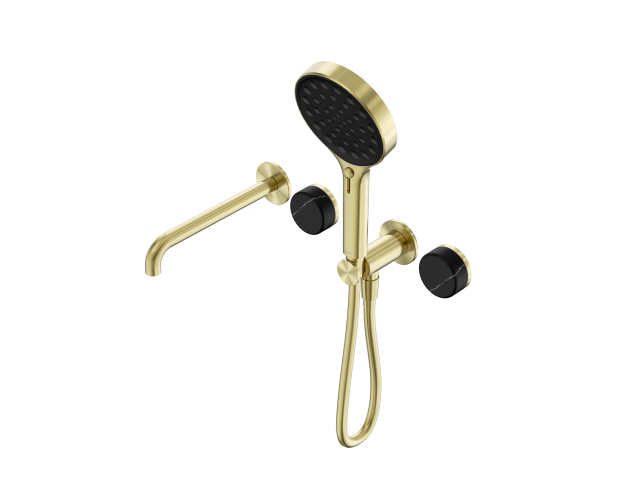 Serenity Progressive Shower System With Spout With Marquina Black Handle And Serenity Hand Shower 