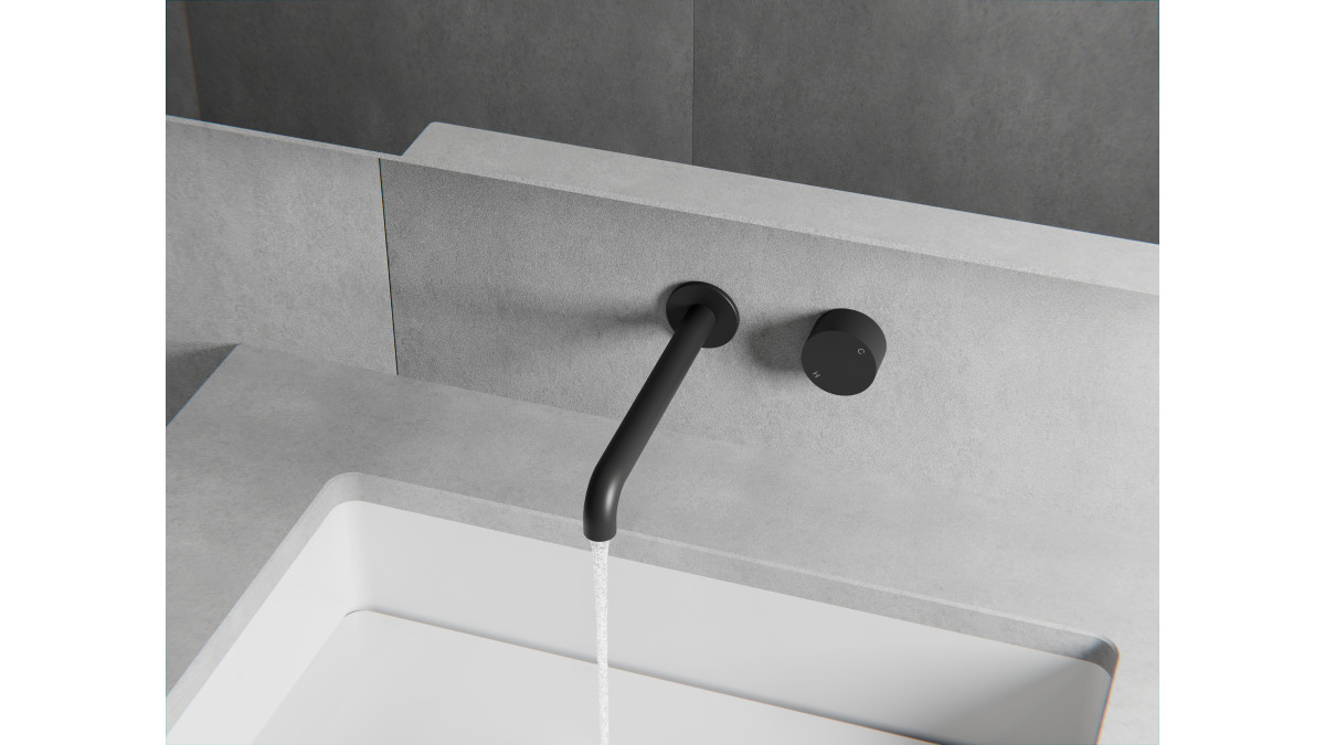 Kara Progressive Wall Basin Mixer Matte Black