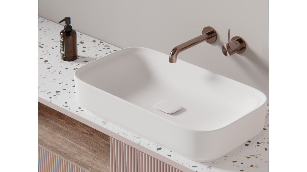 Mecca Wall Basin Mixer Handle Up BZ