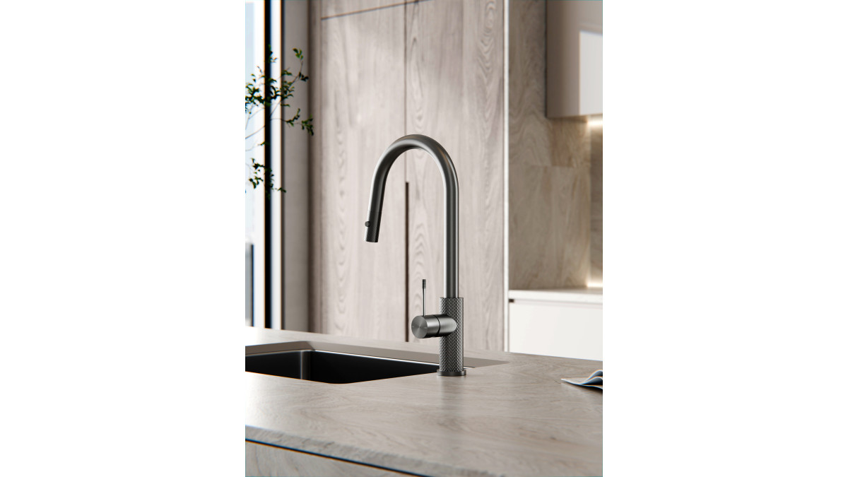 Opal Pull Out Kitchen Mixer Graphite 3