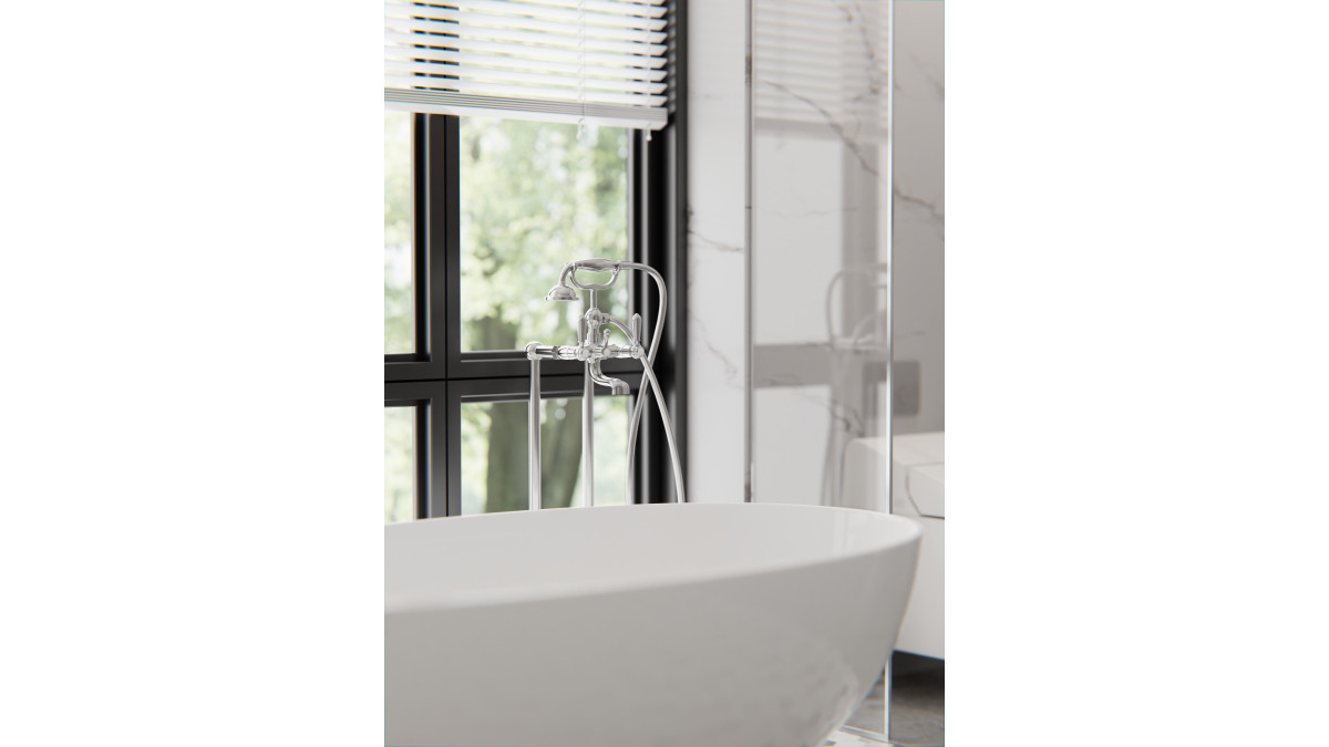York Freestanding Bath Set Chrome