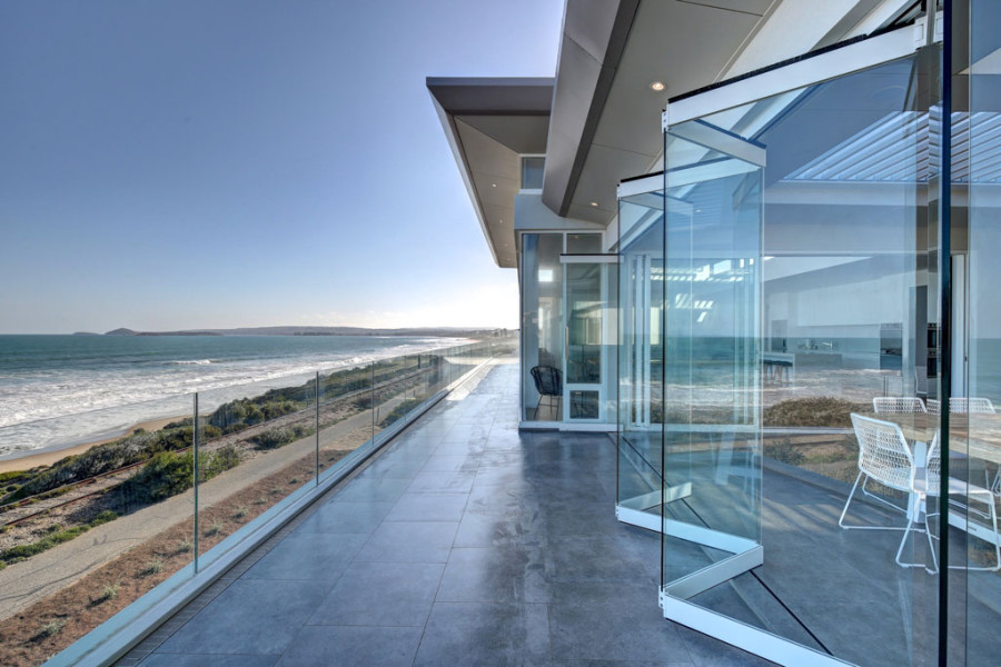 GlassEntry® SlideStack™ Bi-Fold Frameless Glass Sliding Door System