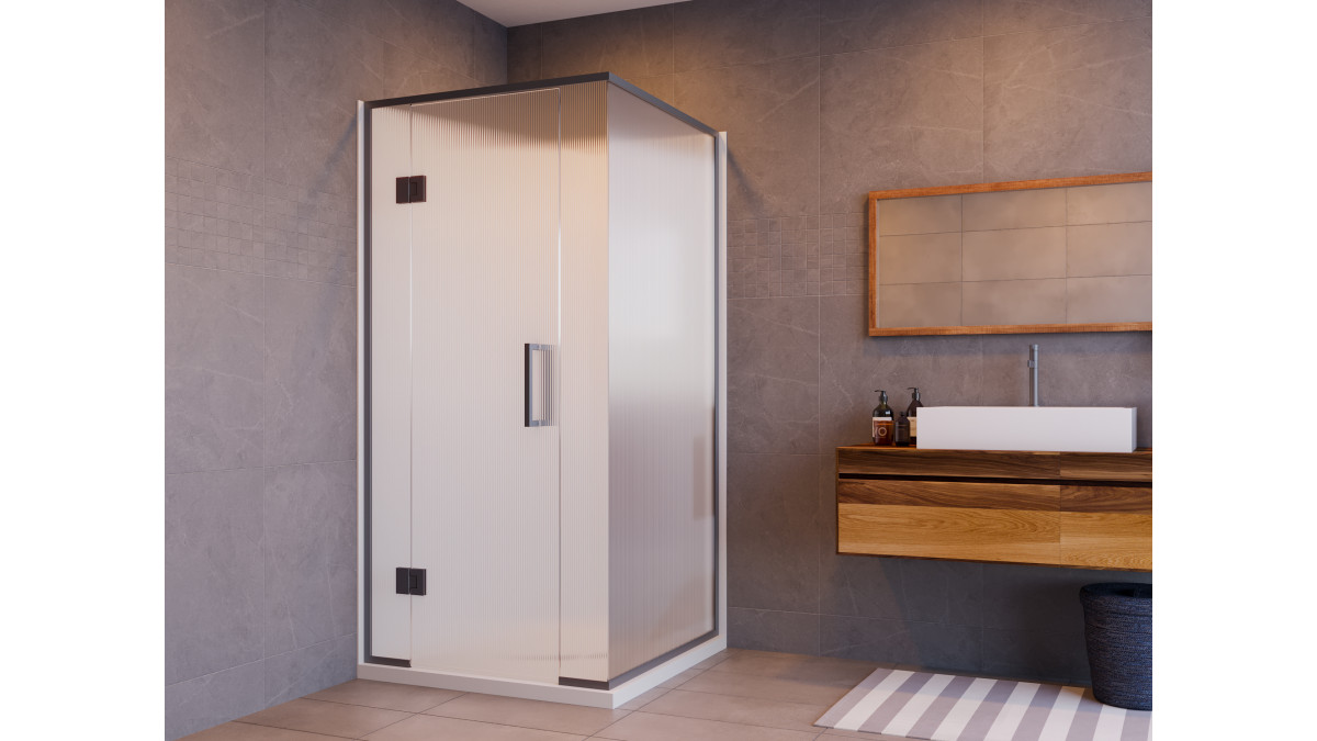 Reeded Shower Render Gun Metal R3   2022 11 03
