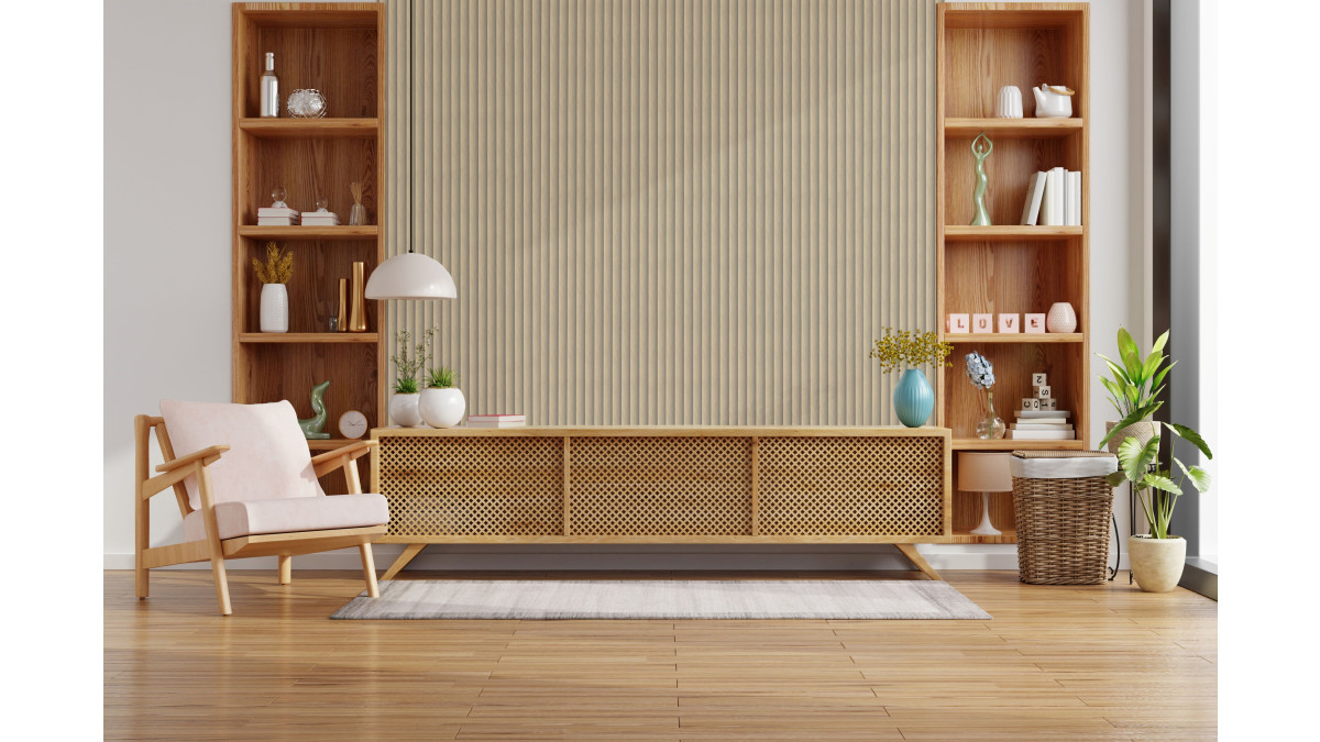 Living room Techno Veneer Feature wall Large wave lr