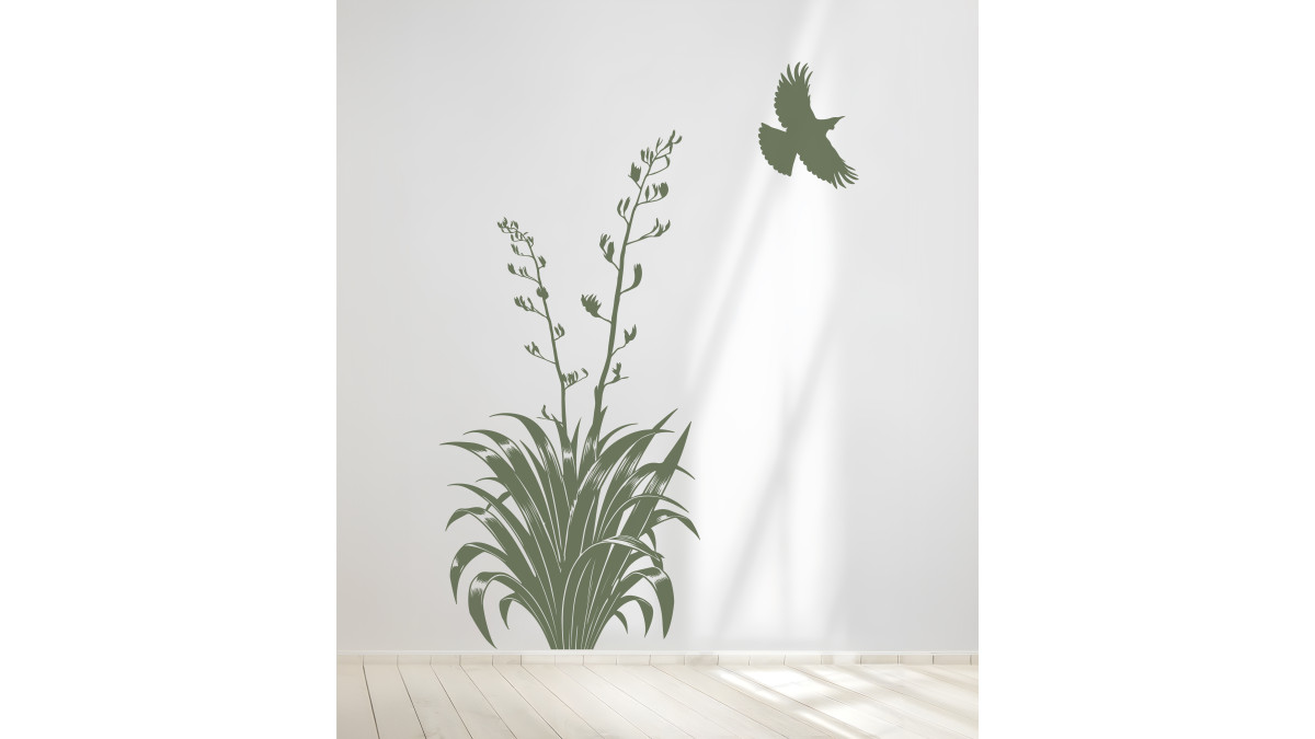 Flax and Tui forestgreen