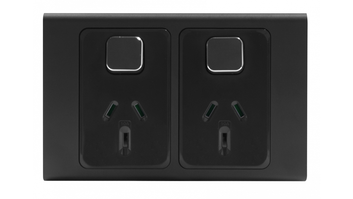 Double socket black front LR