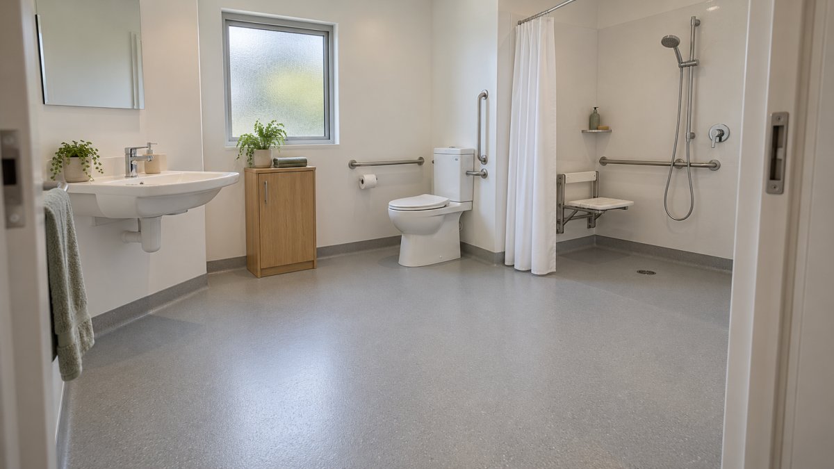 resthome accessible bathroom vinyl