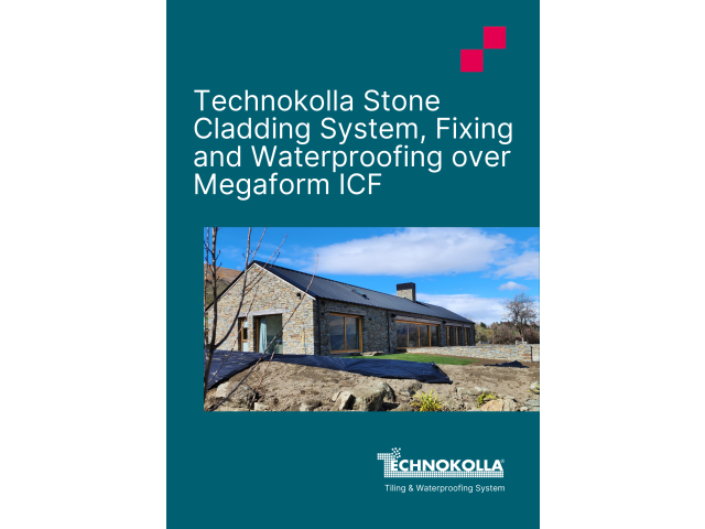 Technokolla External Stone Cladding System, Fixing and Waterproofing over Megaform ICF