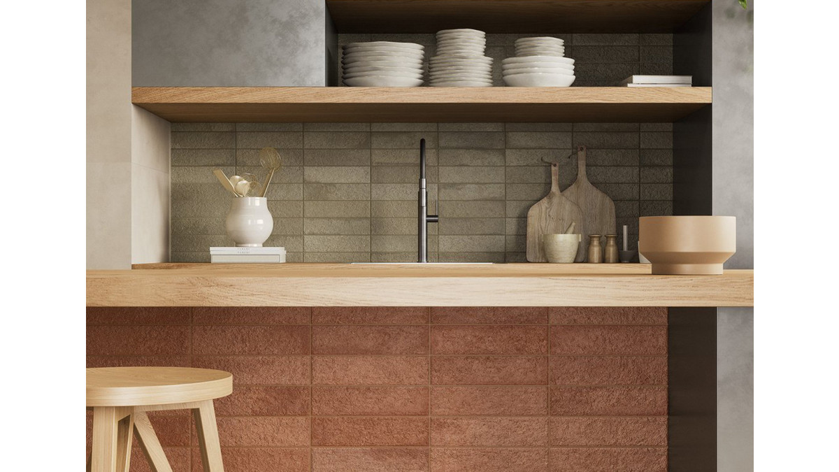 Fornace rosso and verde plain kitchen