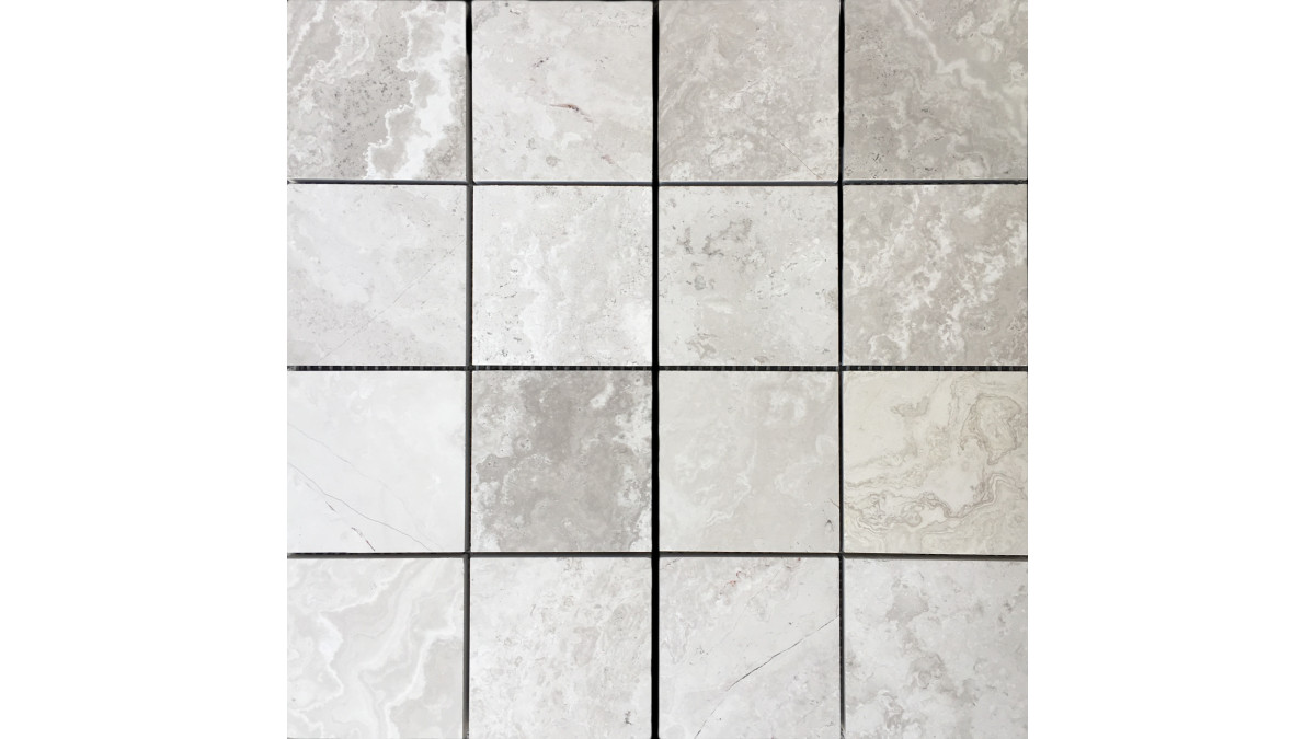 Classic Travertine Light Grey Square 75x75mm