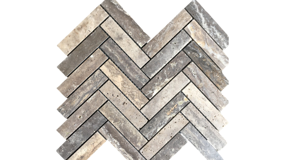 ClassicTravertine Silver Herringbone 23x98mm