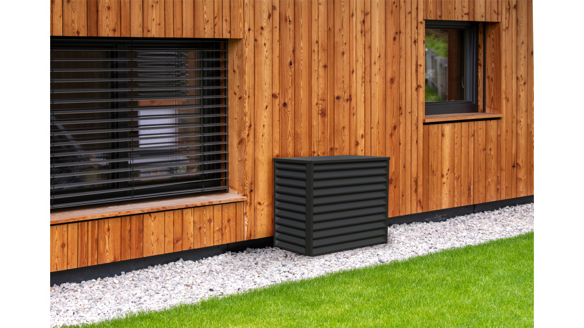 ScreenPro heat pump cover agains house