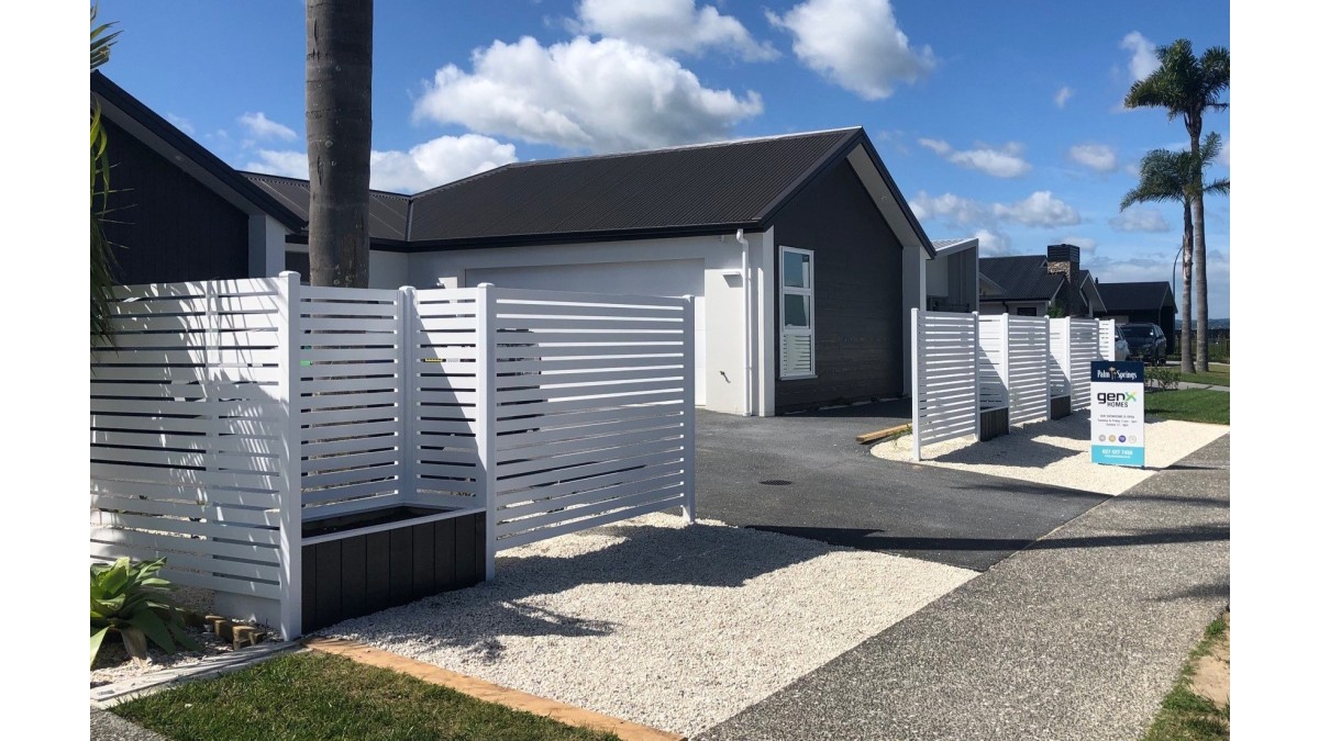 4 1.8m Fresno fence powdercoated white installed at GenX showhome