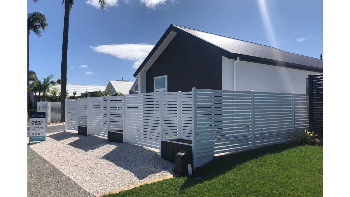 5 1.8m Fresno fence powdercoated white installed at GenX showhome