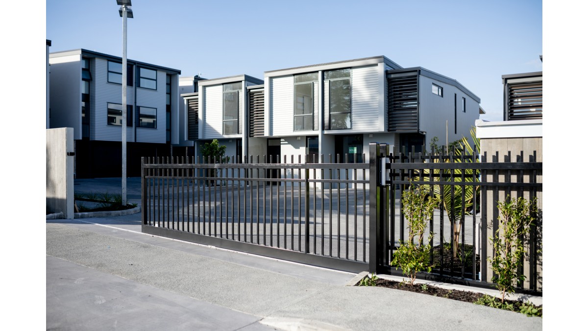 8a  Secura custom vehicle gate installed at multi residential development Auckland