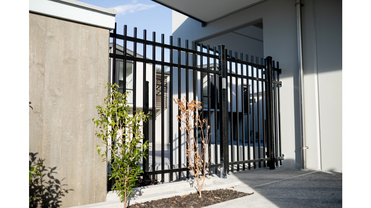 9a 1.8m Secura fence and padestrian gate installed at multi residential development Auckland