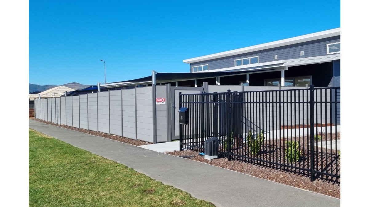 7 1 v3.8m Grey StabiFence and pedestrian gate Kindergarden Wellington