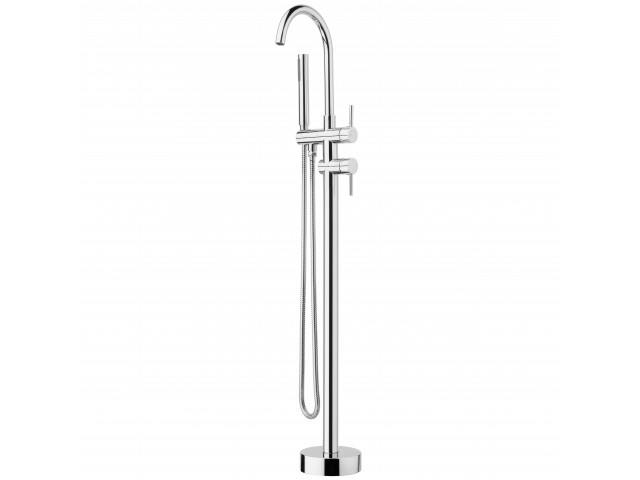 Voda Floor Mount Bath Filler, Mixer & Handshower Chrome